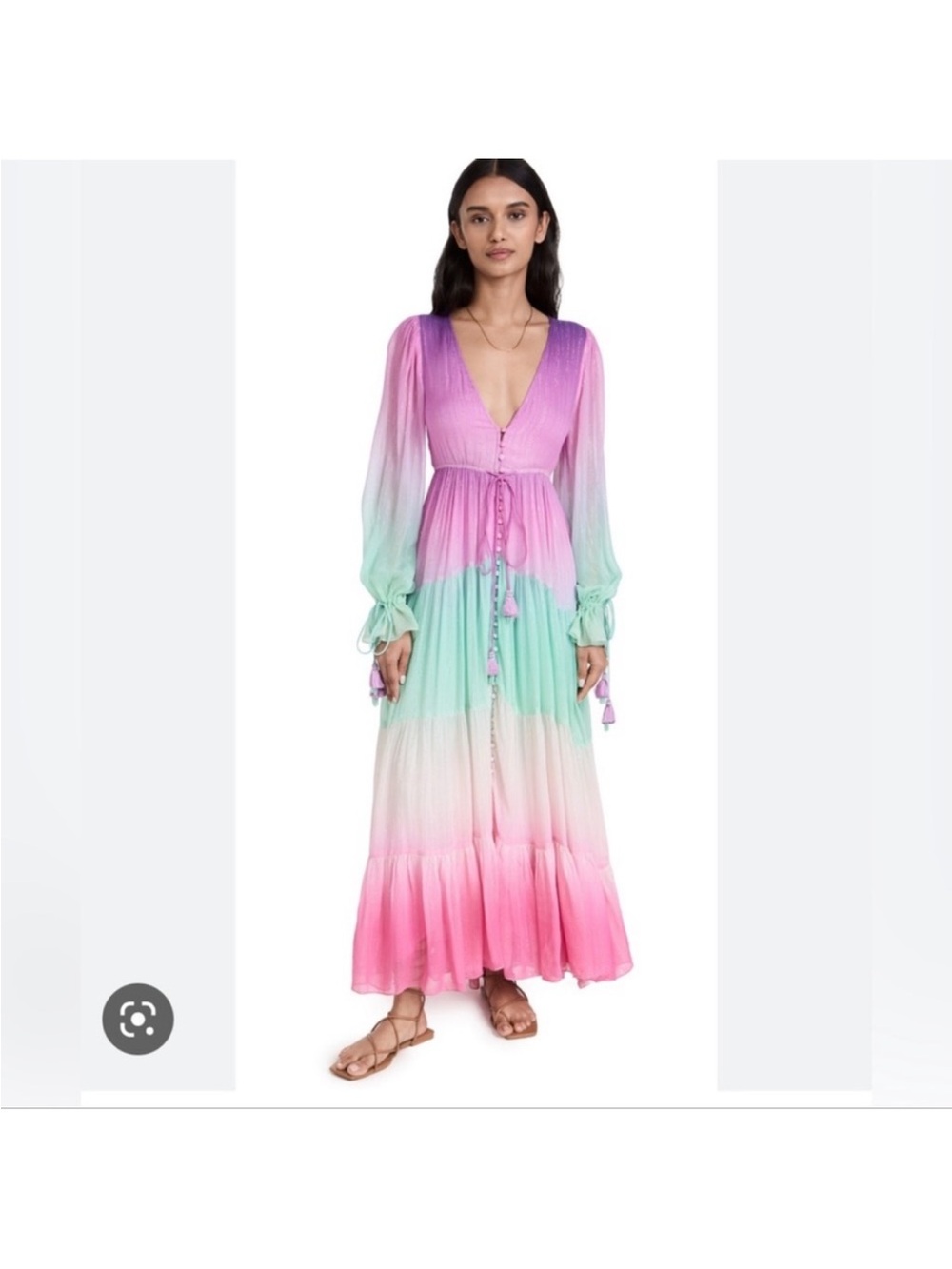 Long Sleeve Ombre Maxi Dress in Pink & Mint